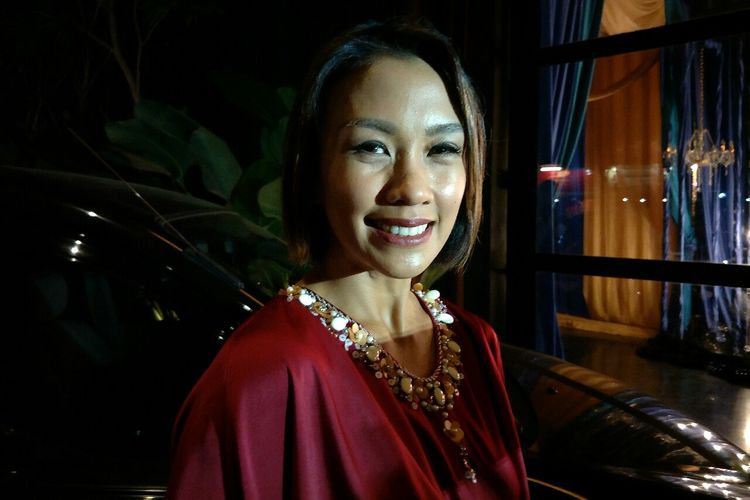 Artis peran dan presenter Melanie Putria saat ditemui di kawasan Kebayoran Baru, Jakarta Selatan, Senin (13/5/2019).