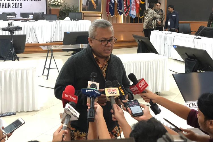 Ketua KPU Arief Budiman di Gedung KPU, Jakarta Pusat, Sabtu (18/5/2019). 