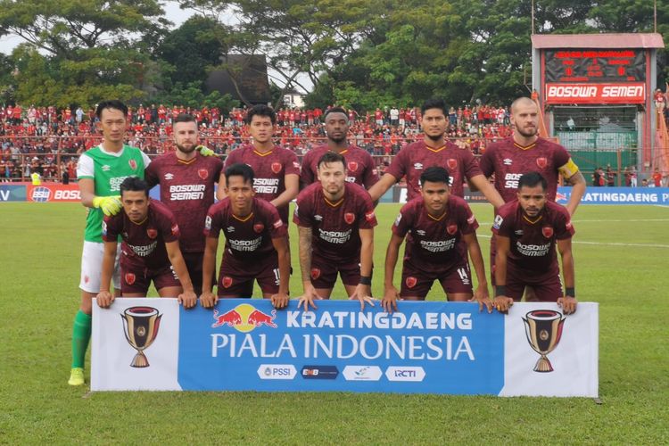 Skuad PSM Makassar jelang laga semifinal Piala Indonesia 2018 kontra Madura United di Stadion Andi Matallatta, Makassar, Minggu (30/6/2019).