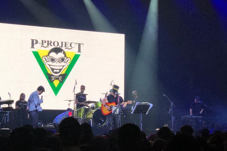 P Project tampil di Festival Mesin Waktu di Jiexpo Kemayoran, Jakarta Pusat, Sabtu (17/8/2019).