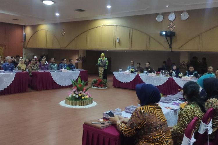 Direktur Jenderal Pemasyarakatan (Dirjen PAS) Kemenkum HAM, Sri Puguh Budi, dalam sambutan acara diseminasi tes hepatitis C bagi tahanan dan napi di lapas dan rutan DKI Jakarta di Gedung Ditjen Pemasyarakatan, Jakarta, Kamis (19/9/2019).