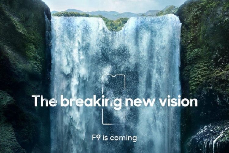 Teaser Oppo F9 menunjukkan bentuk notch yang unik. 