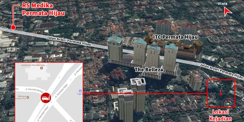 Lokasi kecelakaan Setya Novanto, Kamis (16/11/2017) malam.