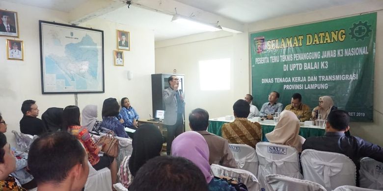 Kunjungan rombongan Kepala UPT/UPTD Balai K3 seluruh Indonesia ke Balai Hiperkes dan KK Provinsi Lampung, Lampung, Selasa (19/3/2019).