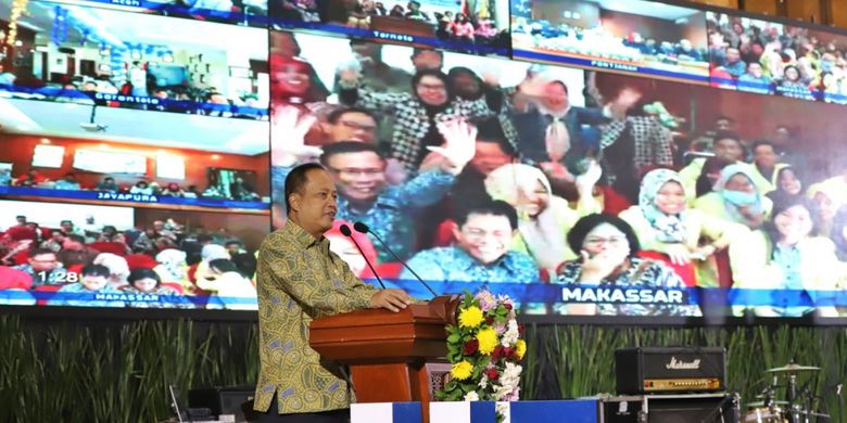 Menristek dalam sambutan acara Dies Natalis UT ke-34 di Universitas Terbuka Convention Center (UTCC), Tangerang Selatan, Selasa (4/9/2018).