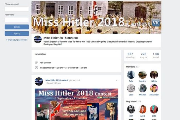 Seperti inilah tampilan Miss Hitler dalam situs VKontake Rusia. Ajang kontes kecantikan untuk mengenang Pemimpin Nazi Jerman Adolf Hitler itu ditutup setelah menuai keluhan karena dianggap menyebarkan ekstremisme dan neo-Nazi.