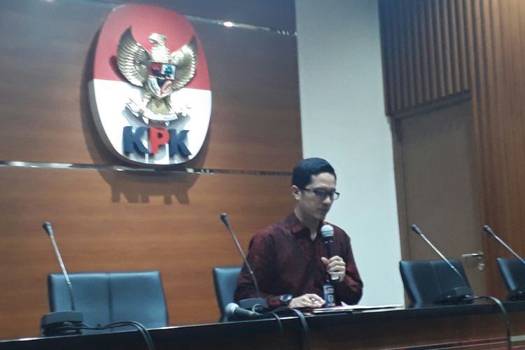 Juru Bicara KPK Febri Diansyah, di gedung KPK, Kuningan, Jakarta, Kamis (23/11/2017).