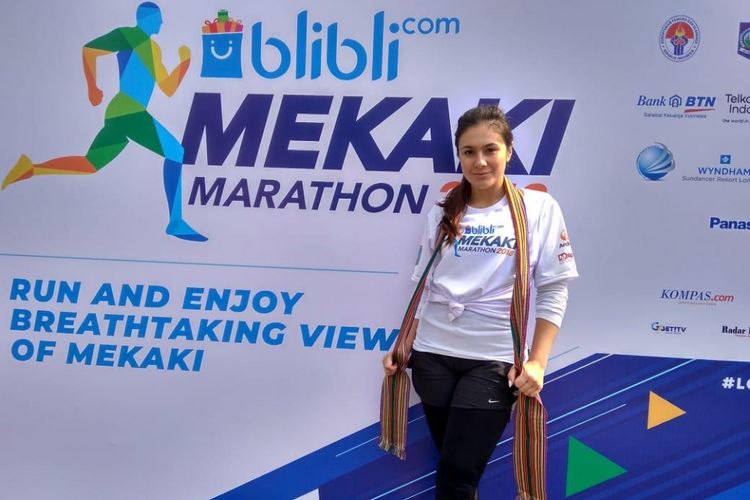 Artis peran, Wulan Guritno akan mengikuti ajang lomba lari BliBli Mekaki Marathon 2018 pada Minggu (28/10/2018)