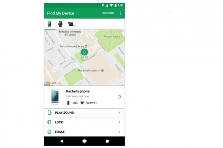 Google Find My Device akan manampilkan lokasi Wi-Fi terakhir perangkat 