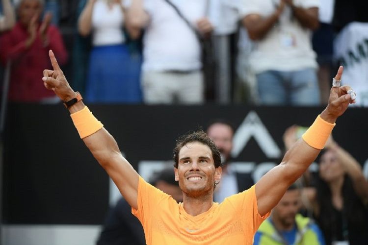 Rafael Nadal memenangi Italian Open 2018 di Roma, 20 Mei 2018. 