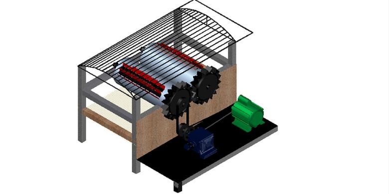 Desain alat pengupas serabut kelapa buatan Ruri dan timnya.