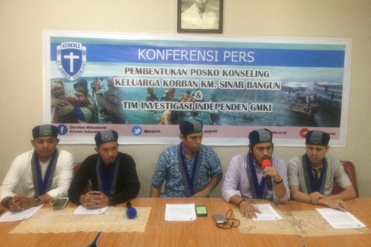 Konferensi Pers Pengurus Pusar Gerakan Mahasiswa Kristen Indonesia di Kantor GMKI, Jakarta, Jumat (22/6/2018).