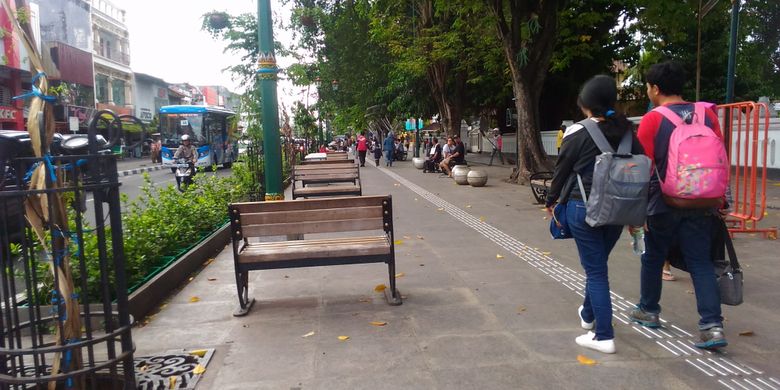 Suasana jalur pedestrian di kawasan Malioboro, Kota Yogyakarta, DIY, Sabtu (3/6/2017).