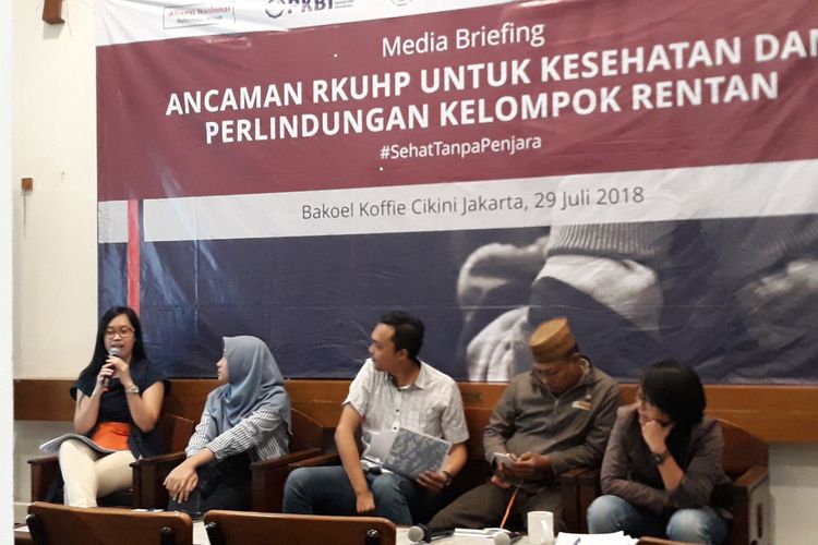 Diskusi Ancaman RKUHP untuk Kesehatan dan Perlindungan Kelompok Rentan di Cikini, Jakarta, Minggu (29/7/2018).