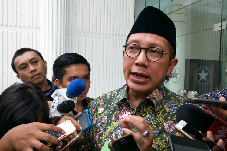 Menteri Agama Lukman Hakim Syaifuddin ketika ditemui di Kantor Wakil Presiden RI, Jakarta, Selasa (22/5/2018).
