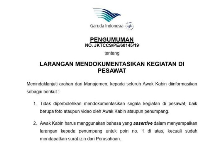 Pengumuman Garuda Indonesia