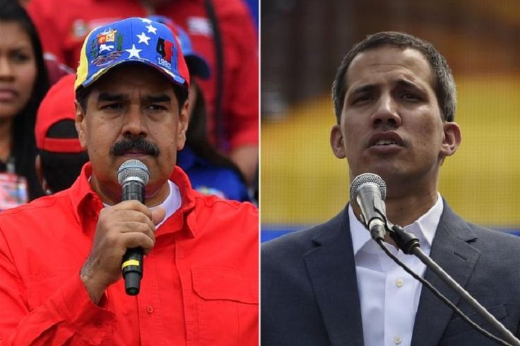 Presiden Venezuela Nicolas Maduro (kiri) dan pemimpin oposisi Juan Guaido.