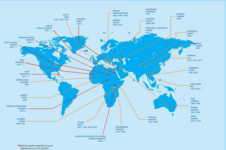 Sebaran Pasukan Perdamaian dari Indonesia