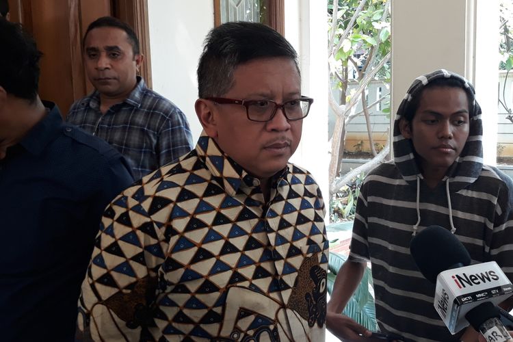 Sekjen PDI Perjuangan Hasto Kristiyanto di Rumah Cemara, Jakarta, Kamis (30/8/2018).