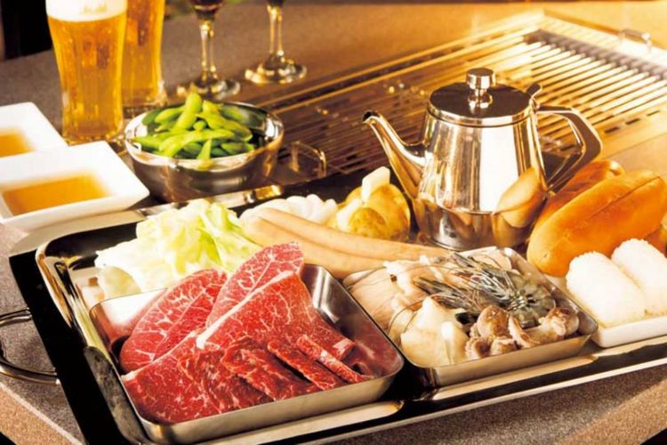 Paket yakiniku di Kamogawa Sky BBQ Garden, Yakiniku no Meimon Tendan Gion-honten