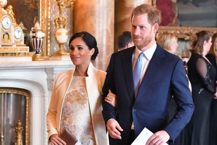 Pangeran Harry dan Meghan Markle di acara resepsi 50 tahun peringatan Pangeran Charles menjadi Prince of Wales.