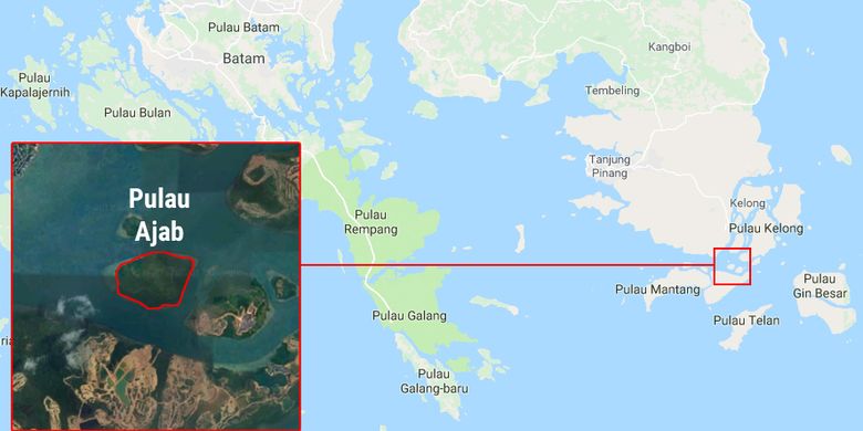 Lokasi Pulau Ajab pada peta Google Maps