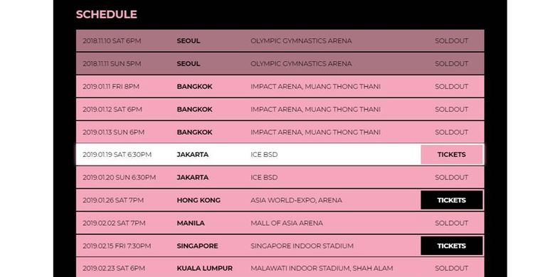 Tiket konser Black Pink pada 19 Januari 2019 di Jakarta masih tersedia.