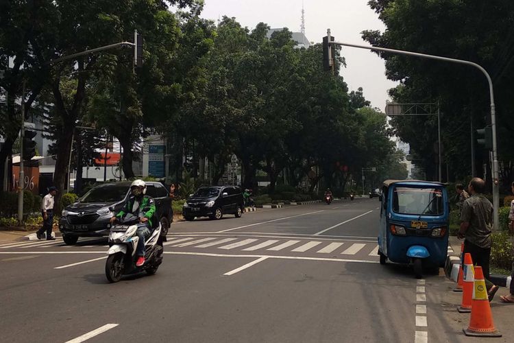 Pelican crossing di Jalan Kebon Sirih, Kamis (26/7/2018).