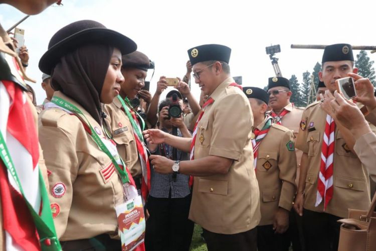 Menag saat membuka Perkemahan Penggalang Ma?arif NU Nasional ke-II (Pergamanas II), di Bumi Perkemahan Cibubur, Jakarta (20/02/2019).