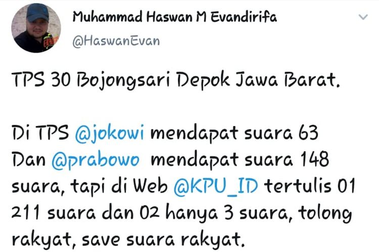 KPU Depok yang salah input, Senin (22/4/2019).