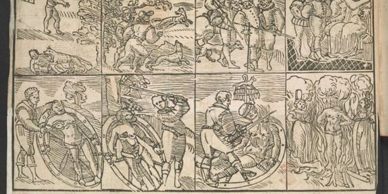 Sebuah selebaran yang dicetak pada 1590 menunjukkan proses eksekusi Peter Stumpf yang mengaku membunuh 13 anak-anak dan dua perempuan hamil.