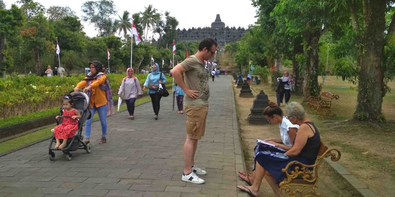 Taman Wisata Candi Borobudur, Magelang, Jawa Tengah, Jumat (24/8/2018)