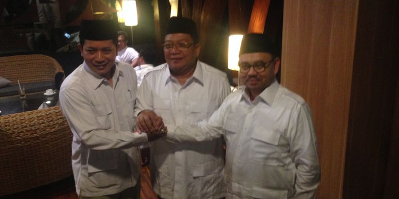 Sudirman Said (kanan) bersama Ketua DPD Gerindra Abdul wachid dan Ferry Juliantono.