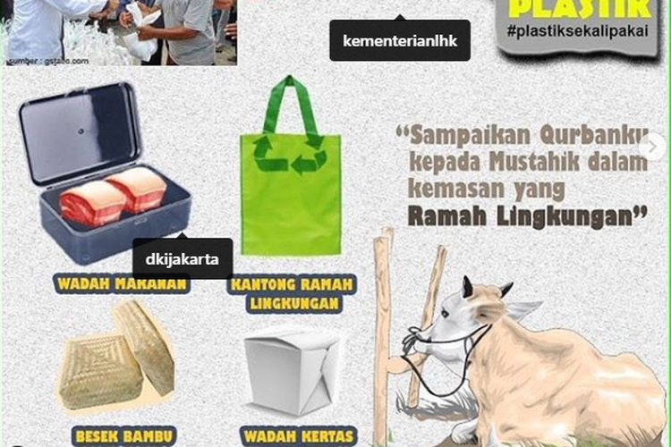 Alternatif wadah daging kurban yang disosialisasikan Pemerintah Provinsi DKI Jakarta untuk mengurangi sampah.