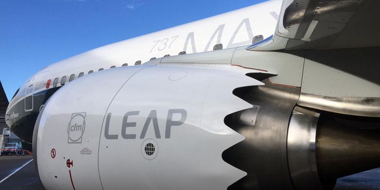 Ujung mesin CFM LEAP-1B di pesawat B737 MAX didesain bergerigi untuk mengurangi suara bising yang keluar dari mesin pesawat.