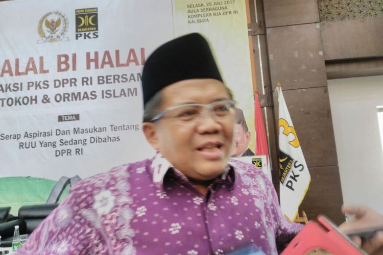 Presiden Partai Keadilan Sejahtera Sohibul Iman ditemui di sela-sela halal bihalal FPKS, Jakarta, Selasa (25/7/2017).
