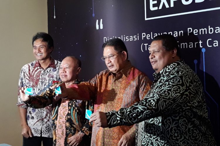 Peluncuran layanan digitalisasi pembayaran pensiun dengan smartcard oleh PT Taspen (Persero) di Hotel Novotel Bogor, Jumat (19/1/2018).