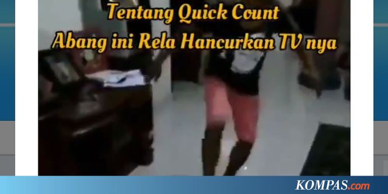 Viral, Video Pria Banting dan Hancurkan TV karena Kesal Prabowo Kalah di "Quick Count"
