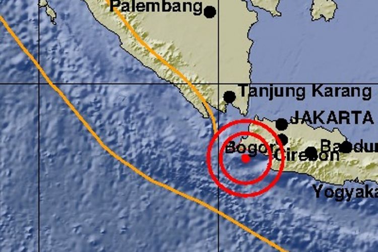 Pusat gempa berkekuatan 5,0 guncang wilayah Banten Selatan pada pukul 6.41 WIB, Kamis (14/2/2019).