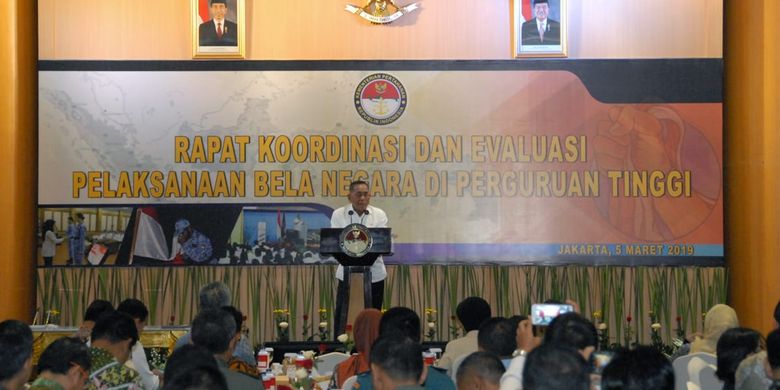 Menteri Pertahanan (Menhan) Ryamizard Ryacudu saat membuka Rapat Koordinasi dan Evaluasi Pelaksanaan Bela Negara di Perguruan Tinggi, di kantor Kementerian Pertahanan (Kemhan), Jakarta, Selasa 5 Maret 2019 lalu. 