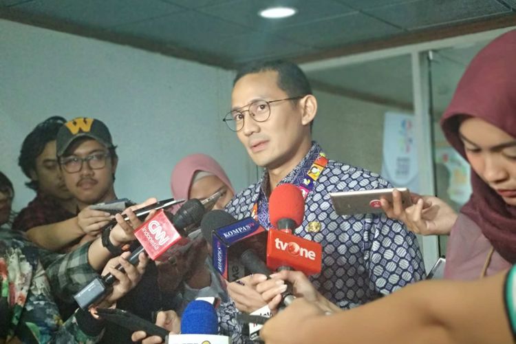 Wakil Gubernur DKI Jakarta Sandiaga Uno di Balai Kota, Kamis (12/7/2018).