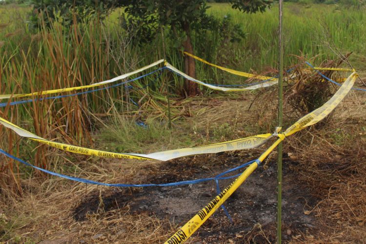 Lokasi penemuan jenazah yang tewas dibakar di spring bad di Kabupaten Oga  Ilir, Sumatera Selatan. 