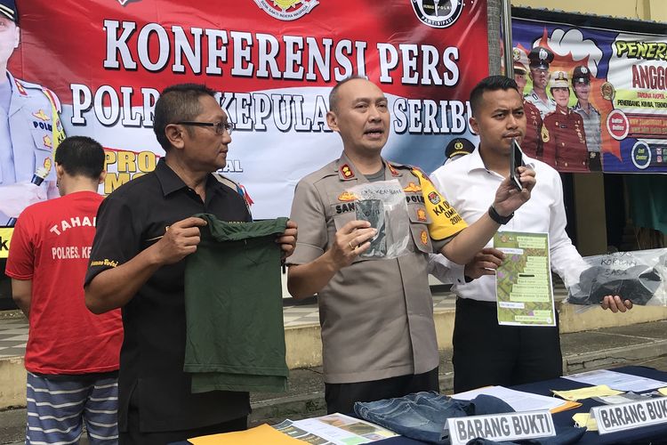 Polres Kepulauan Seribu gelar konfrensi pers pengungkapan kasus prostitusi online, Senin (25/3/2019). 