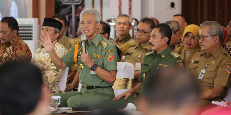 Gubernur Jawa Tengah Ganjar Pranowo saat menghadiri Musrenbangwil se eks Keresidenan Pati, Rabu (27/3/2019) di Pendopo Kabupaten Pati. Ini merupakan Musrenbangwil terakhir di Jawa Tengah untuk tahun anggaran 2020.