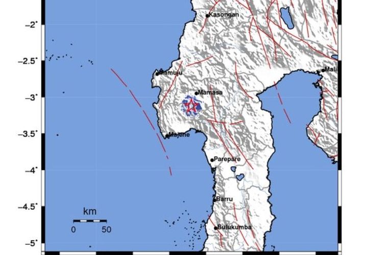 Pusat gempa berada di darat 23 km Barat Daya Mamasa. Gempa terjadi pada Minggu (4/11/2018) pukul 8.30 WIB. Kedalaman 10 km.