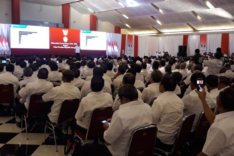 Acara silaturahim purnawirawan TNI-Polri dengan capres nomor urut 01 Joko Widodo di JIExpo Kemayoran, Jakarta, Minggu (10/2/2019).