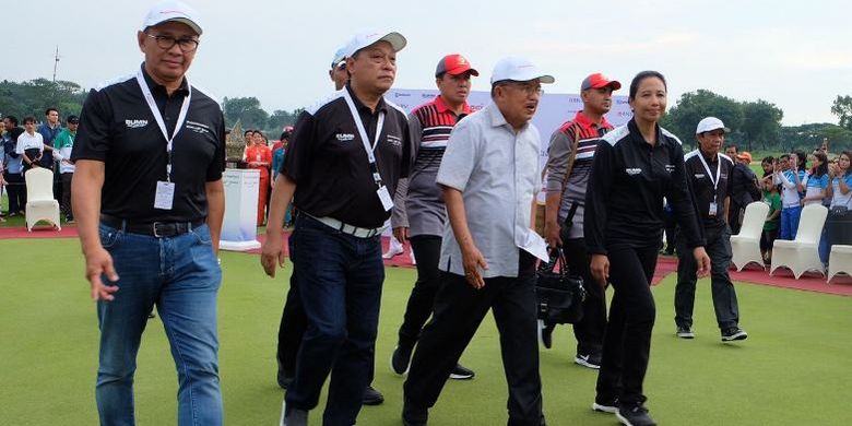 Wakil Presiden Jusuf Kalla menghadiri penutupan turnamen golf Indonesian Masters 2017, Minggu (17/12/2017)