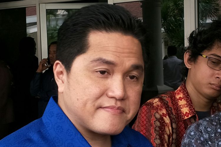 Ketua komite penyelenggaraan Asian Games 2018 (Inasgoc) Erick Thohir ketika ditemui di Istana Wakil Presiden RI, Jakarta, Kamis (3/5/2018). 
