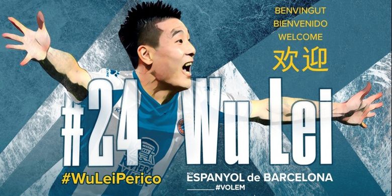 Pengumuman kedatangan pemain baru asal China, Wu Lei di situs resmi klub Espanyol.