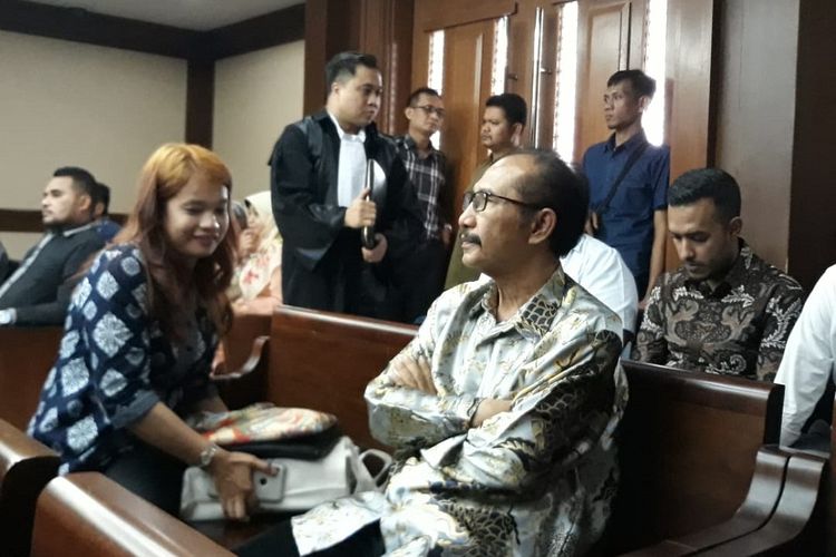 Hakim PN Jaksel Iswahyu Widodo menjadi terdakwa di Pengadilan Tipikor Jakarta, Senin (22/4/2019).